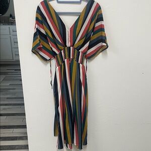 ODDY Colorful Striped Midi Dress size small
